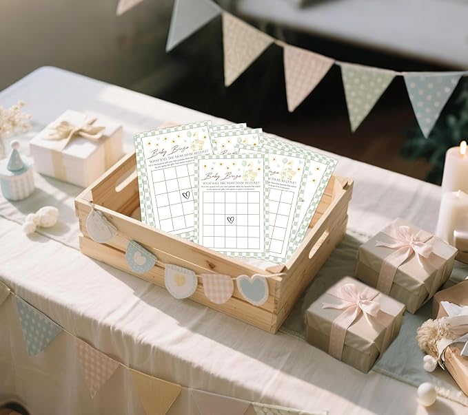 Goose Baby Shower Games, Sage Green Little Goose Baby Bingo Game for 30 Guests with Game Cards, Gender Reveal, Baby Shower Supplies & Decorations (DV17)