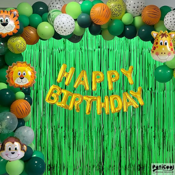 Football Party Decorations Green Streamers - Thicken 2 Pack 3.2 x 8.2 FT - Tinsel Foil Fringe Curtains Party Backdrop for Birthday, Dinosaur, Christmas, Jungle, Golf Party Decorations