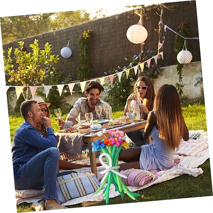 Generic Long Balloons Bouquet for Birthday Wedding Party Decorations DIY Twisting Balloons Kit for Indoor Outdoor Festive Atmosphere Lightweight and Easy to Inflate
