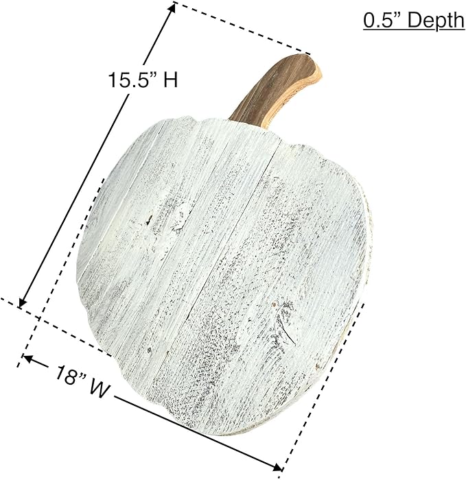 BARNWOODUSA Rustic Farmhouse Wood Pumpkin Fall Harvest Wall Décor for Autumn, Thanksgiving, Halloween, DIY Décor White Wash 18 inch Pumpkin Reclaimed and Recycled Wood