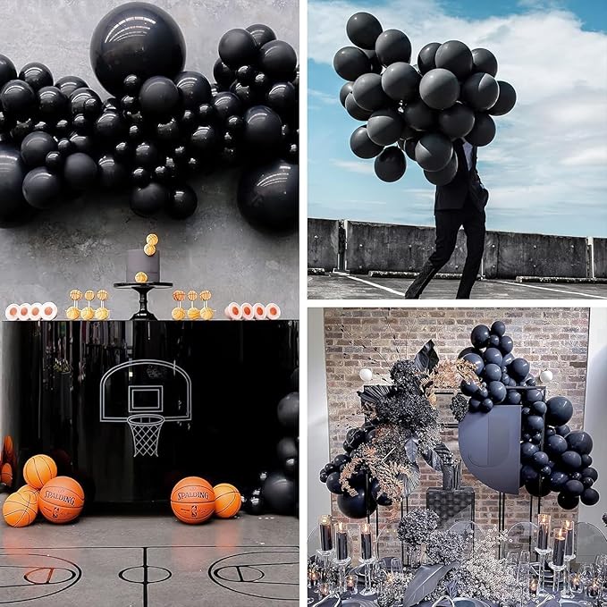 PartyWoo Black Balloons 50 pcs 12 Inch Latex Helium Matte Black Balloons for Baby Shower Birthday Graduation Casino Race Car Anniversary Retirement Pirate Gaming Theme Party Decorations Black-Y18
