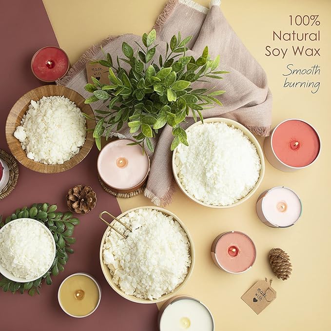 Hearth & Harbor Organic Soy Candle Wax for Candle Making, 12.4 oz Natural Candles Making Supplies, Beeswax-Free, Paraffin-Free, Pure Soy Wax Flakes Perfect for Candles, Tealights and Melts