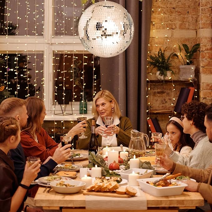 Yescom 12" Large Disco Ball Mirror Big Hanging Glass Decoration for 70s 80s Party Events Wedding DJ Dance Club Bar Stage Lighting Business Holiday Home Decor Silver