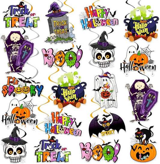 48Pcs Halloween Hanging Swirl Decorations, Cute Pumpkin Ghost Bat Ceiling Hanging Swirls Halloween Party Hanging Swirls Streamers for Trick or Treat Birthday Baby Shower Party Decor Supplies