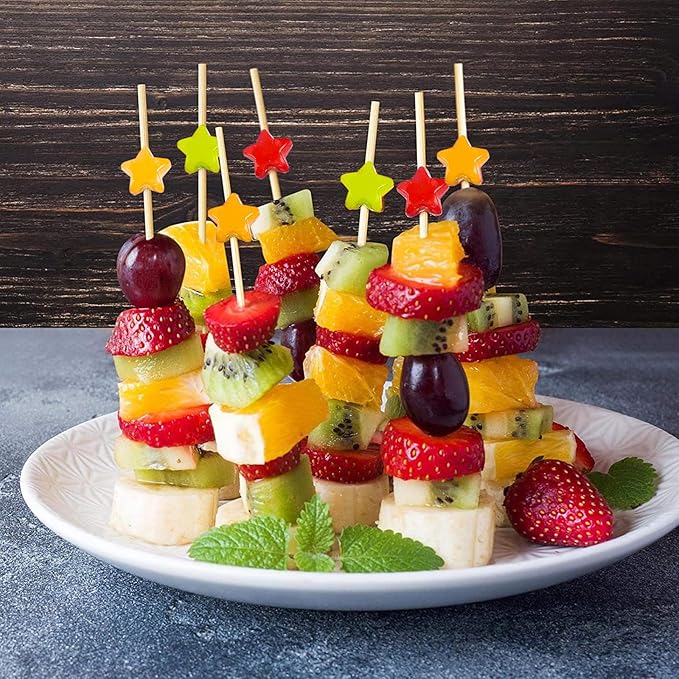 PuTwo Picks for Cocktail Appetizers Fruits Dessert,4.7" in 100 Counts,Colors may vary Stars