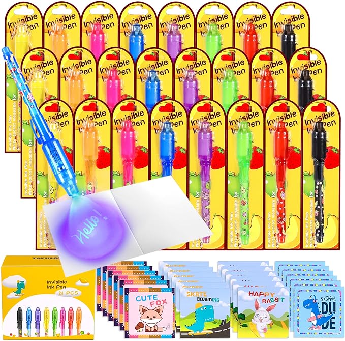 TAFULOR Invisible Ink Pen for Kids, Birthday Party Favors for Girls Boys, Spy Pens with UV Light Secret Message Magic Markers, Goody Bag Stuffers Toys for 4-12 Year Old Girls Boys Gift (24PCS)