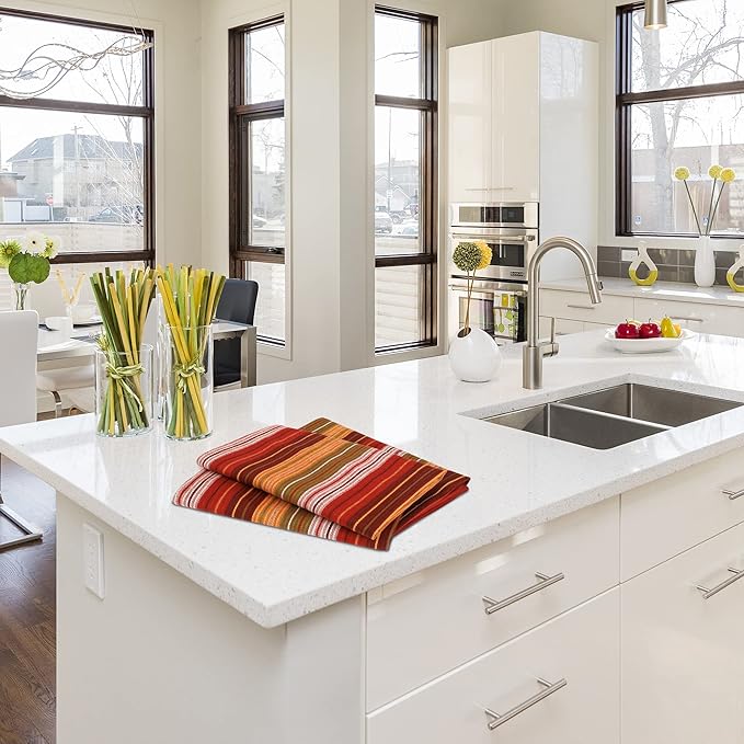 Urban Villa Cloth Napkins Autumn Stripes Dinner Napkins Set of 12 20X20 100% Cotton Absorbent Washable Durable Reusable Cloth Napkins Ideal for Farmhouse Party Thanksgiving Harvest Fall Dinner Napkins