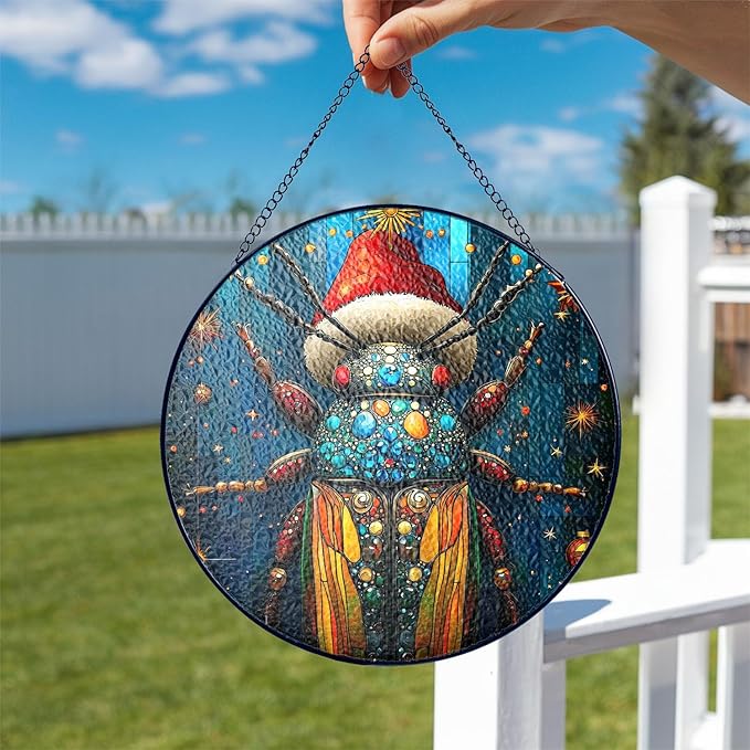 Desert Beetle Stained Glass Window Hanging Decor - Desert Beetle Christmas Decor - Handmade Ornament for Window Decoration - Xmas Gift for Home Decor