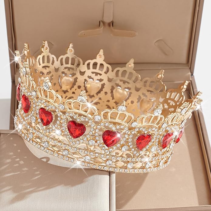 Queen Crown Wedding Rhinestone Heart Crowns and Tiaras for Women Costume Party Hair Accessories Princess BirthdayCrown Crystal Bridal Crown