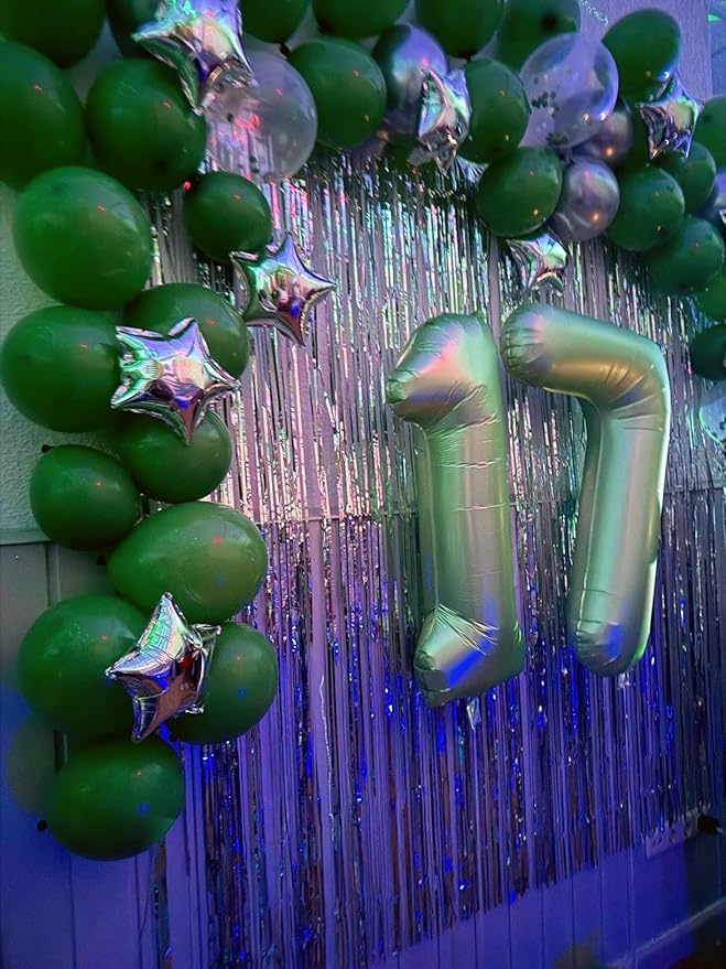 Sage Green Number 1 Balloon 40 inch, Number 1 Birthday Balloons for Boy Girl, Oliver Green Foil One Balloon for 1st 10 11 12 16 18 Birthday Party, Anniversary Celebration Number Balloons Decorations