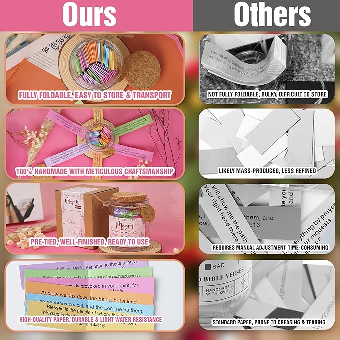 Bible Verse Jar for Mom – 92 Color-Coded Scriptures for Encouragement, Birthday Present for Women, Inspirational Christian Gift Idea, Heartfelt for Mom