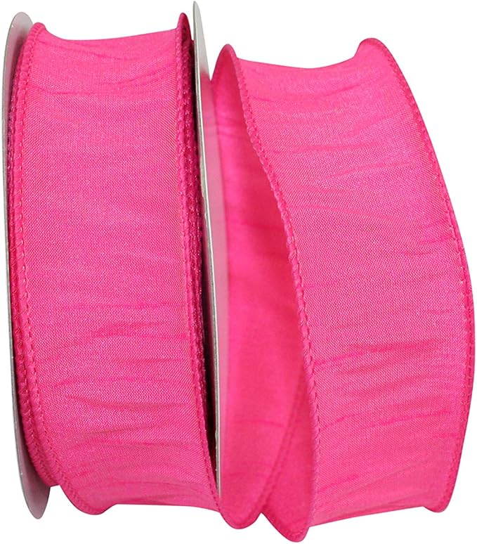 Reliant Ribbon 92975W-175-09F Dupioni Supreme Wired Edge Ribbon, 1-1/2 Inch X 10 Yards, Shocking Pink