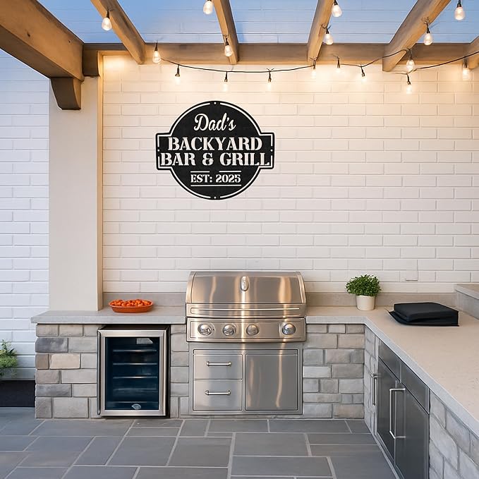 Custom BBQ Grill Metal Sign Personalized Name Wall Art for Outdoor Barbecue Patio Kitchen Backyard Decor Gift for Dad Husband Men Papa Grandpa Father Grilling Enthusiasts Family Lover Funny Gifts 61