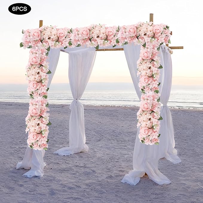 6 Pack Artificial Peony Garland,Wedding Arch Artificial Flower Panels,Flowers Wall Backdrop Panel for Wedding Dining Table Christmas Home Party Decor (Pink)