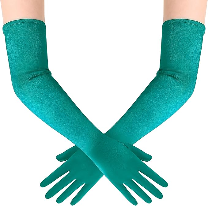 BABEYOND Long Opera Party 1920s Satin Tea Party Gloves Costume Stretchy Adult Size Elbow Length Bridal Gloves