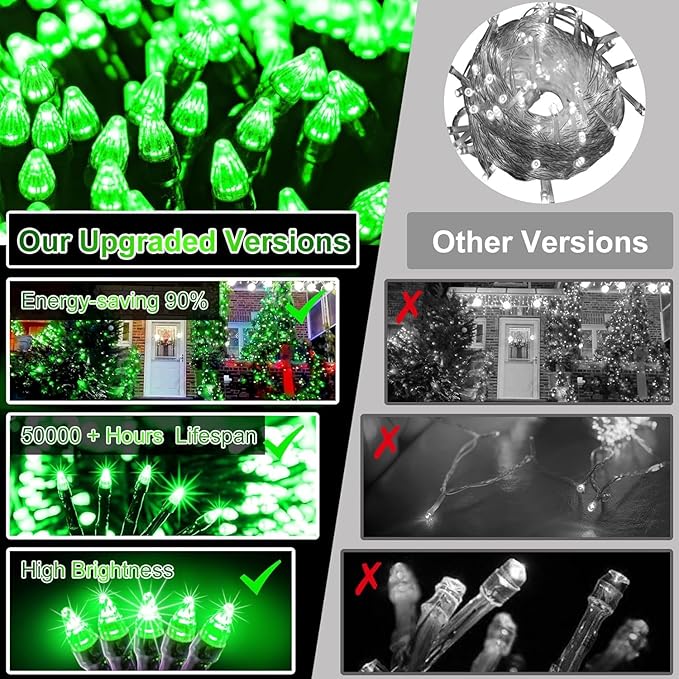 340 LED 90FT Christmas String Lights Outdoor, 12 Pro Modes and Timer Memory & Brightness, Plug in Waterproof Dark Green Wire Twinkle Light for for Xmas Yard Tree Wedding Party Decor (Green)