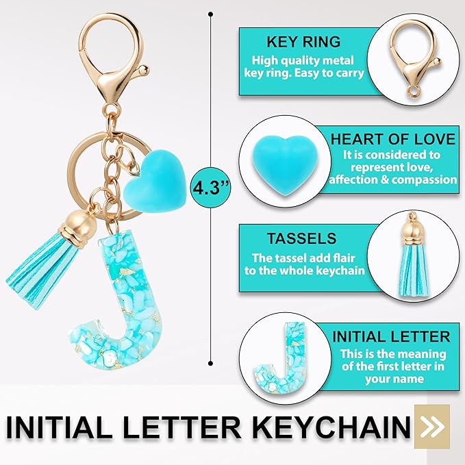 Initial Letter Keychain, Butterfly Keychain Cute Resin, Initial Keychain Backpack Charms, Key chain for Women, Girls