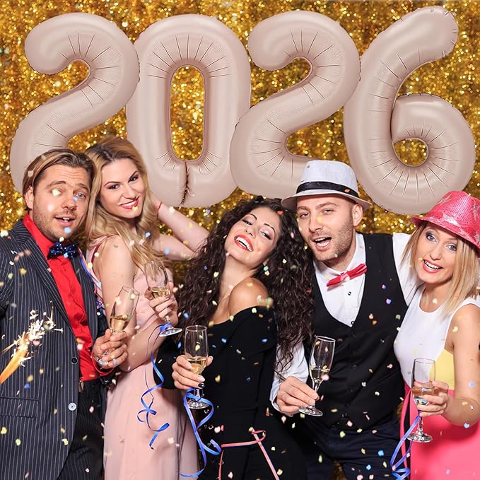 KALOR 42 Inch 2026 Pastel Pink Foil Mylar Number Balloons, Giant 2026 New Years Decorations for 2026 Happy New Year Eve and Graduations Party Supplies