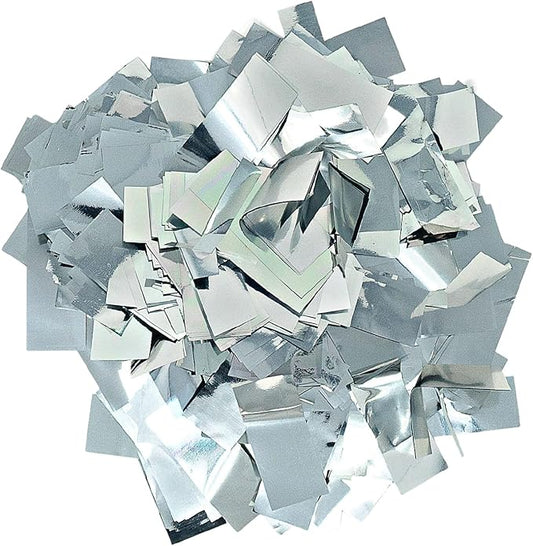 Ultimate Confetti, Rectangular Silver Mylar Shiny Foil Metallic Confetti for Cannon and Launcher use - Mother’s Day Confetti for Wedding, Parties, Gender Reveal and Live Events - 1 lb, 16 oz