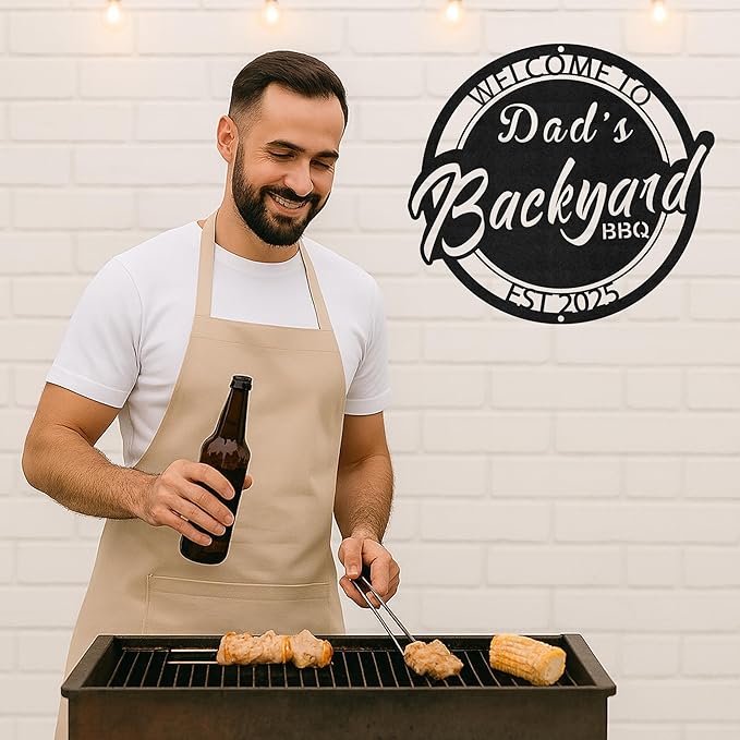 Custom BBQ Metal Sign Personalized Grill Name Wall Art for Outdoor Kitchen Patio Backyard Decor Fathers Gift for Dad Grandpa Husband Barbecue Smoker Area Sign, Grilling Lover Gifts 38