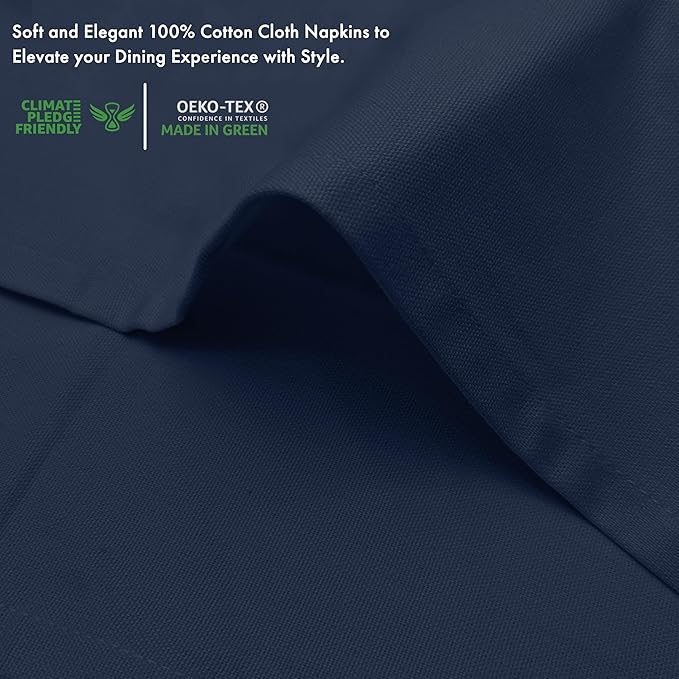 Ruvanti Premium Cloth Napkins Set of 12, 18x18 Inches, 100% Cotton, Washable, Soft & Absorbent, Perfect for Wedding, Christmas, ‎Thanksgiving Dinners - Pageant Blue