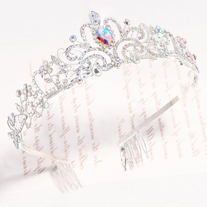 TAROSE Crowns for Women and Girls, Queen Crystal Gold Silver Tiaras with White Rhinestone and Combs, Goddess Crown for Wedding Bride Birthday Princess Bridal Shower Hair Accessories for Women