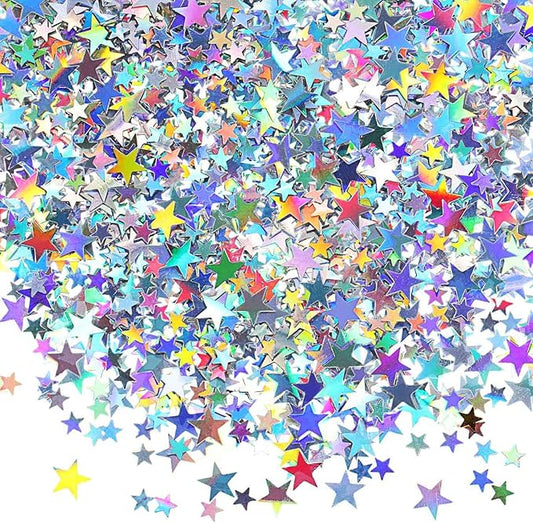 60g Star Confetti Glitter Star Table Confetti, Metallic Foil Star Glitter, Table Decorations for Party Wedding birthday graduation Decorations(Glitter Multicolor Set, 10mm and 6mm)