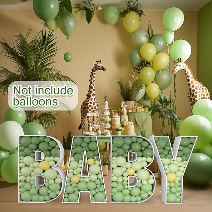 Baby Shower Decorations for Girl Boy-2.4FT Pre-Cut Foam Board Marquee Letters BABY Kit for Gender Reveal Decorations, Mosaic Balloon Frame Baby Sign for Boy Girl Birthday Party Decor