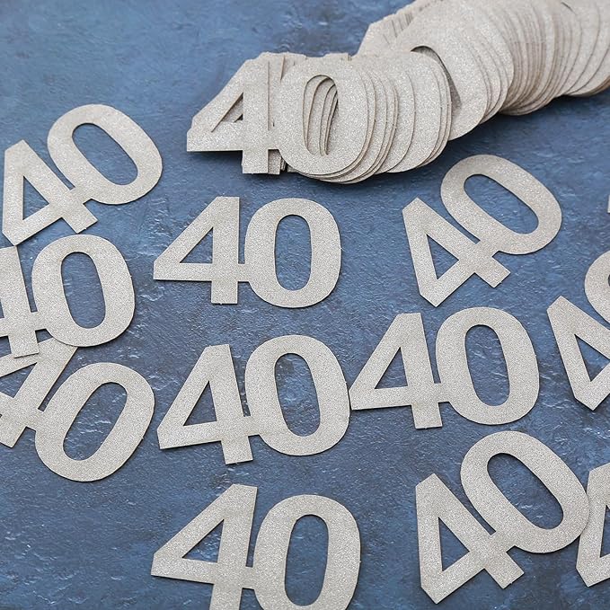 40th Happy Birthday Confetti Decorations - Silver Glitter Number 40 Party Decorations, Wedding Anniversary Party Table Decorations