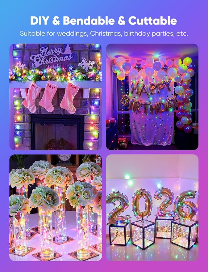 Minetom 12 Pack Fairy Lights Battery Operated String Lights, 8 Modes & Timer, 7ft 20LED Multicolor Waterproof Silver Wire Twinkle Lights, Firefly Starry Moon Lights for Mason DIY Christmas Wedding