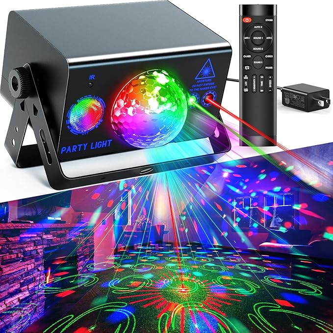 Party Lights, Disco Light Dj Disco Ball LED Sound Activated Stage Lights with Remote Control for Parties Bar Club Pub Christmas Birthday Wedding Holiday Dance Xmas Decorations