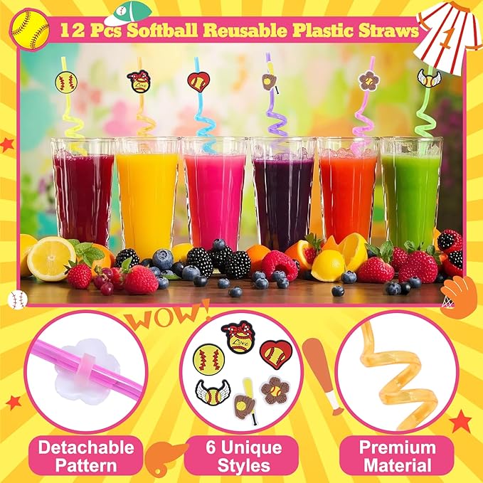 Gifts2U Softball Party Favors, 146 Pcs Softball Goodie Bags Stuffers with Charm Bracelet, Stress Balls, Stickers, Keychain and Softball Accessories, Gifts Bulk for Team Girls Birthday Party.