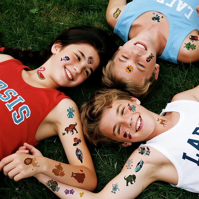 326+ PCS 60 Sheets Mixed Styles Temporary Tattoos for kids - Cute Watercolor Animals Tattoos Stickers with Mermaid Truck Dinosaur Space Pirate for Girls Boy Body Arm Birthday Party Supplies Gifts