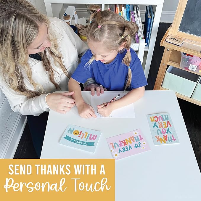 Hadley Designs Bulk Thank You Cards with Envelopes - 24 Kids Thank You Cards For Teachers, Cute Thanks Blank Cards and Envelopes, Fun Appreciation Note Card for Birthday, Baby Shower & Small Business