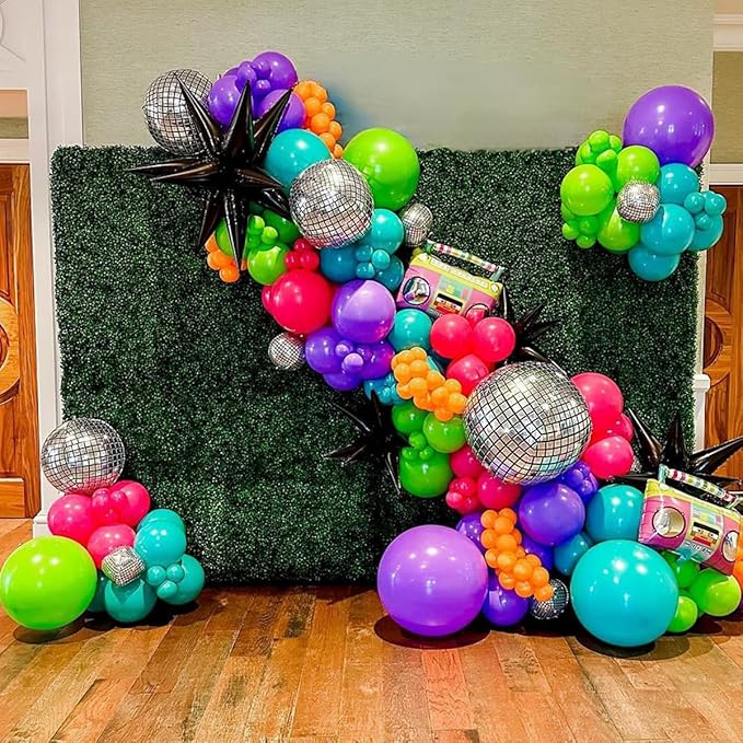 Red Purple Teal Balloon Garland kit, 156 Pcs Metallic Purple Pastel Pink and Confetti Purple Balloons Arch for Teenage Girl Birthday Gymnastics Music Fans Theme Party Decoration