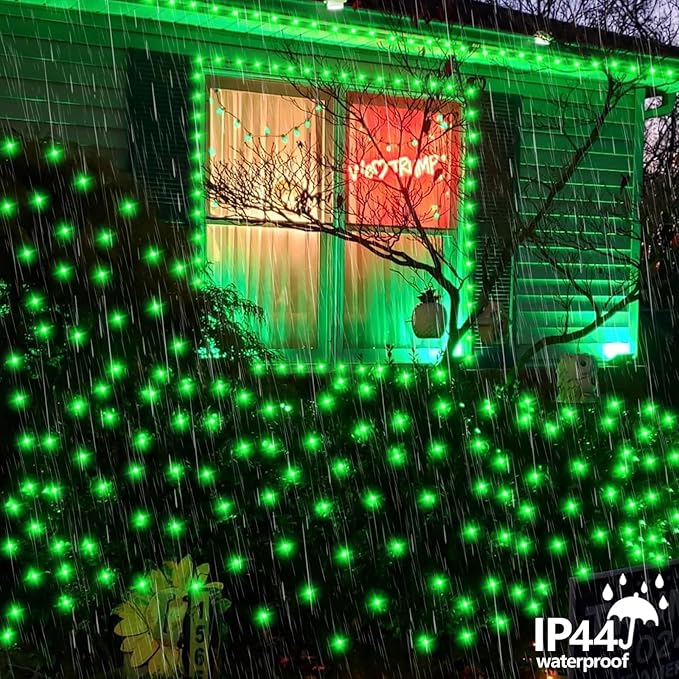 YEGUO 66ft 200 LED Green Halloween Lights Outdoor Waterproof, Green Wire Christmas String Lights Indoor, 8 Modes Twinkle Tree Lights Plug in with Timer Memory