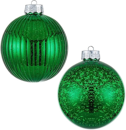 Large Christmas Ball Ornaments, Oversized Shatterproof Plastic Decorative Hanging Mercury Ornaments Ball for Xmas Holiday Party Decorations (Green, 6.0")