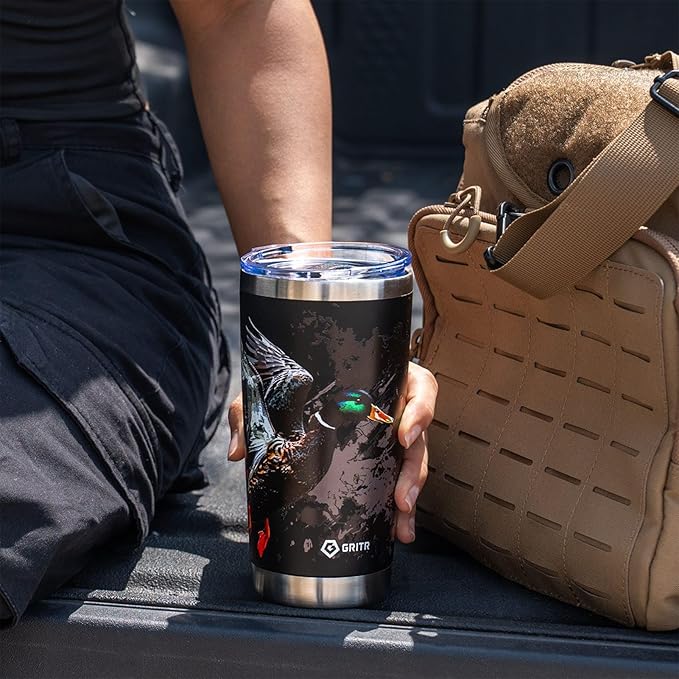 GRITR Stainless Steel Tumbler – 20oz/30oz, Insulated & Leakproof, Hot or Cold Drinks Anywhere, Travel Tumbler with Straw and Lids for Coffee, Water & Smoothies