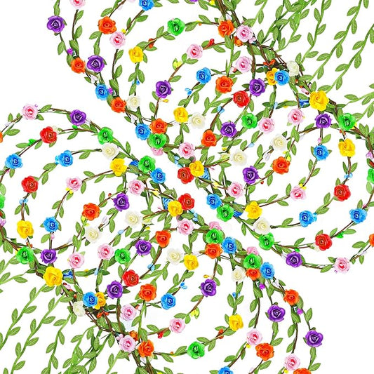 Assorted Colored Flower Crown, Wreath Headband Floral Headpiece Party Festivals, Garland Multicolor Headbands