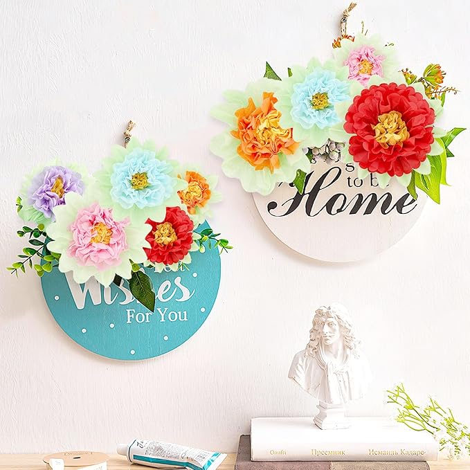 20 PCS Paper Flowers Decorations for Wall, 8 in Mexican Paper Flowers, Suitable for Wall Background Mexican Pompoms, Suitable for Carnival Crafts Birthday Party Decoration 5 Colors