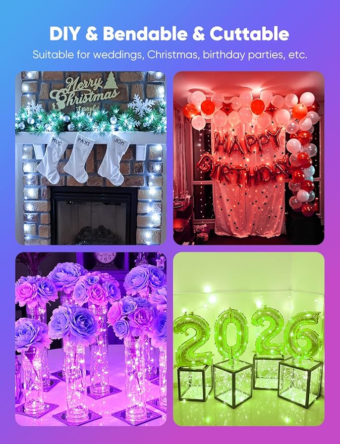 Minetom 12 Pack Fairy Lights Battery Operated String Lights, 8 Modes & Timer, 7ft 20LED 6 Colors Waterproof Silver Wire Twinkle Lights, Firefly Starry Moon Lights for Mason Jars DIY Christmas Wedding