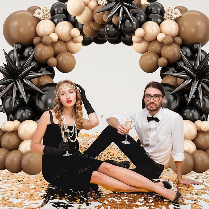 Black Brown Nude Balloon Arch Kit,Balloon Garland with Black Star Foil Balloons for Wild West Country Birthday Baby&Bridal Shower Gender Reveal Birthday Party Decorations