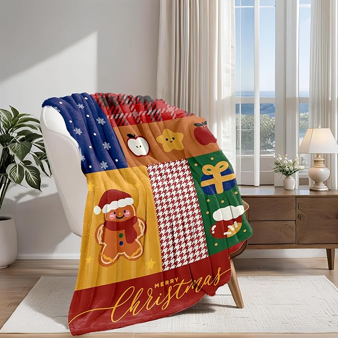 Christmas Fleece Throw Blanket – 300GSM Soft and Cozy Holiday Blanket for Sofa, Bed, Couch – Xmas Decorative Flannel Blanket, W50 x L70in
