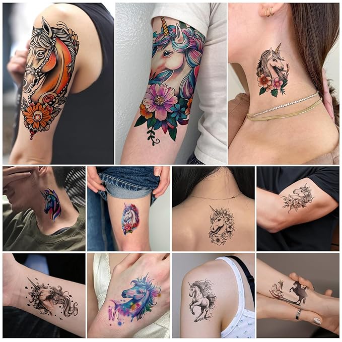 77 Sheets Temporary Tattoo for Women Men, 17 Sheets Half Arm Skull Flowers Tattoos, 60 Sheets Animals Tiny for Adult Kids Body Tattoos Stickers Waterproof Realistic Halloween Costume Decorations