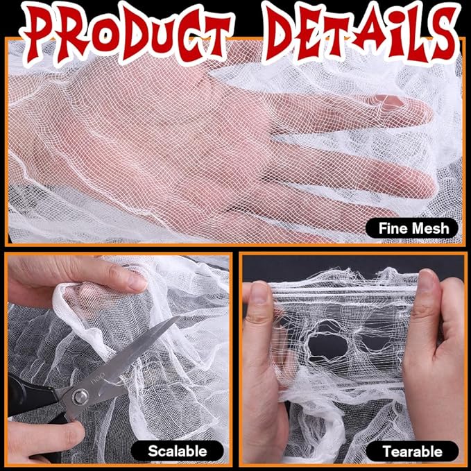 400" x 85" Halloween Creepy Cloth Decoration, Large White Spooky Fabric Cloth Scary Gauze Cheesecloth for Haunted House Halloween Party Yard Wall Indoor Outdoor Decor