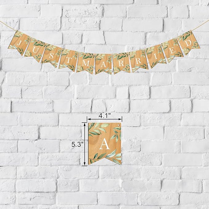 Mr & Mrs Cake Topper & Just Married Banner & Mr Mrs Table Sign Green Wedding Decorations in Wood