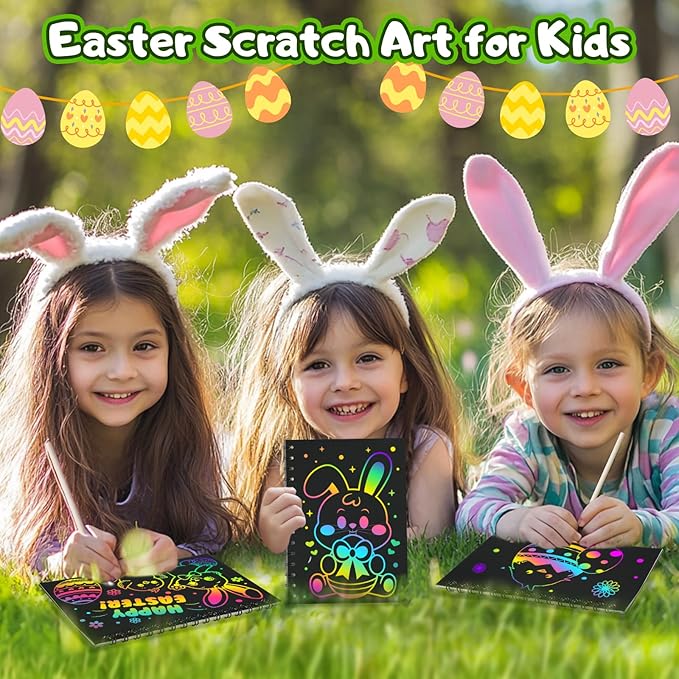 Kids Scratch Art Party Favors Gifts: 16 Pack Dinosaur Scratch Notebook Paper Birthday Party Favor Toy Girls Boys Art Craft Kit Summer Classroom Goodie Bags Return Gifts for Birthday Party Favors Bulk