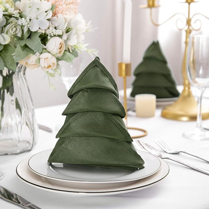 25pcs Polyester Cloth Napkins - 17 x 17 inch Willow Washable Dinner Napkins with Hemmed Edges for Restaurant/Wedding/Hotel(25,Willow)