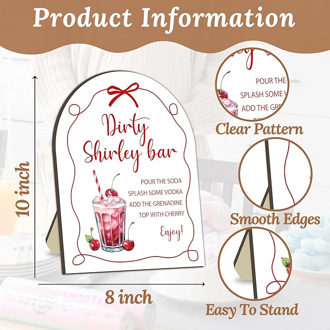 Red Bow Baby Shower Bar Signs, Baby Shower Welcome Wooden Sign, Bow Table Decor for Babies Party Reception, Entrance Greeting Stand Sign, Babies Parties Decorations Supply for Favor Setup 8x10 Inch