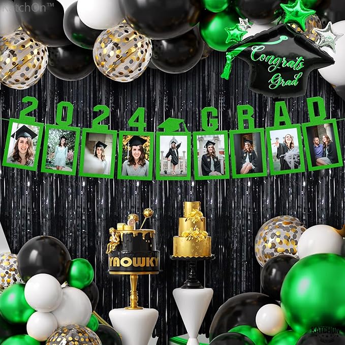 KatchOn, Green Graduation Photo Banner 2025 - Large, 10 Feet, 2025 Grad banner | Grad party decorations 2025 | Felt Picture banner for Graduation Decorations 2025